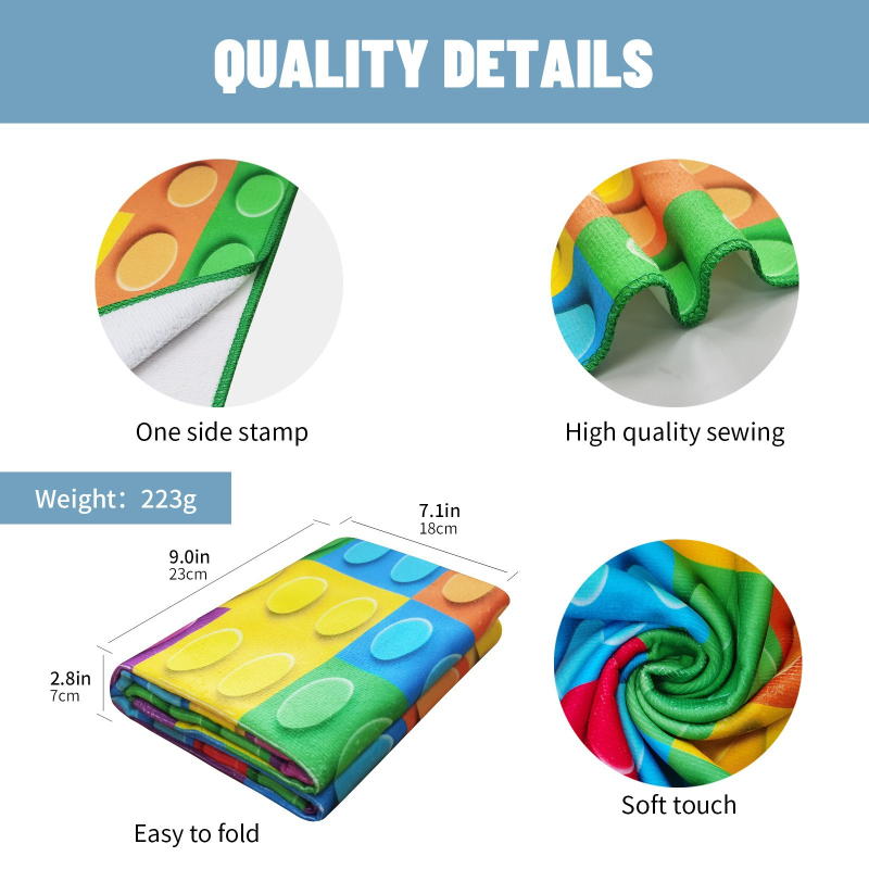 Ispisani plažni ručnik od superfinih vlakana, 150D, 200–300 g/m², brzo sušenje