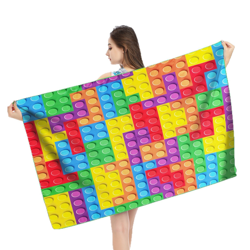 Ispisani plažni ručnik od superfinih vlakana, 150D, 200–300 g/m², brzo sušenje