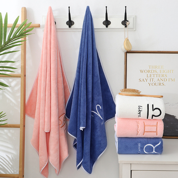 Kupaonski ručnik od coral velvet, s izšivkom, prilagodljiv, 150D vlakna, 80% poliester / 20% poliamid, 200–300 g, ravno tkanje