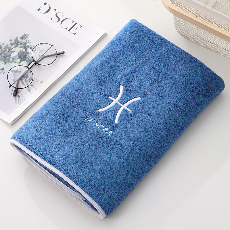 Kupaonski ručnik od coral velvet, s izšivkom, prilagodljiv, 150D vlakna, 80% poliester / 20% poliamid, 200–300 g, ravno tkanje