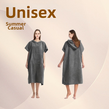 Župan s kapucňou z mikrovlákna, rýchloschnúci coral fleece, 100% polyester, unisex, na plávanie a pláž, hmotnosť 570 g