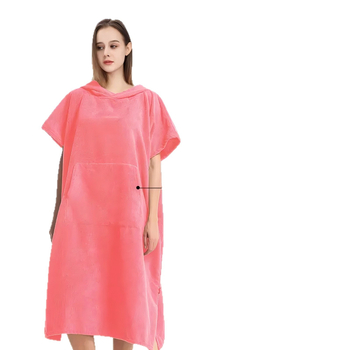 Kapucnis fürdőköpeny mikroszálas, gyorsan száradó korall fleece, 100% poliészter, uniszex, úszáshoz és a tengerpartra, súly 570 g