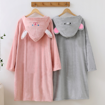 Gyerekeknek szóló korall fleece fürdőköntös, 100% poliészter, tél, uniszex