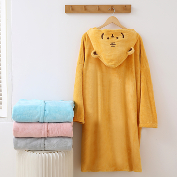 Gyerekeknek szóló korall fleece fürdőköntös, 100% poliészter, tél, uniszex