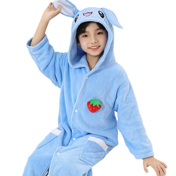 Gyerekeknek szóló kapucnis fürdőlepedő, korall velúr, nyúl-szőrrel bélelt, gyorsan száradó, uniszex, tavasz