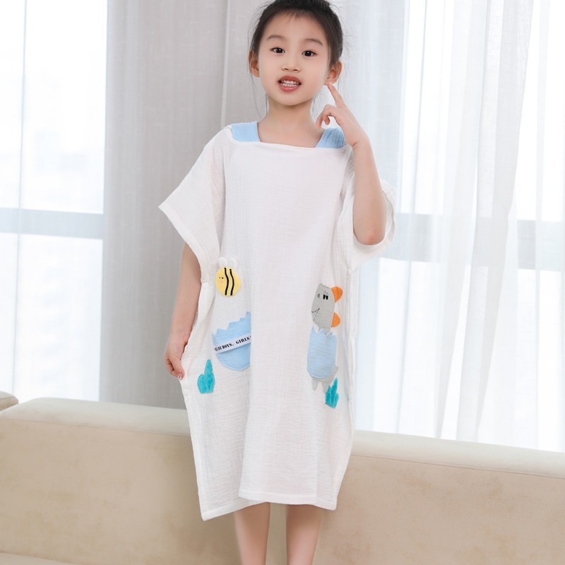 Halat de baie cu glugă pentru copii, 100% bumbac, unisex, model desen animat, vară