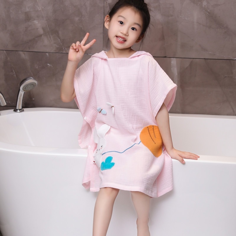 Halat de baie cu glugă pentru copii, 100% bumbac, unisex, model desen animat, vară