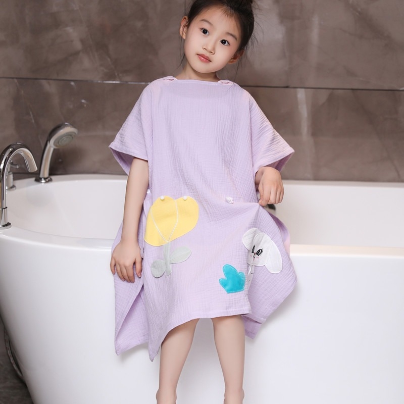 Halat de baie cu glugă pentru copii, 100% bumbac, unisex, model desen animat, vară