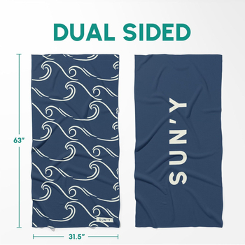 Plažni ručnik s dvostrukim prugama i tiskom, upijajući mikrovlakno, 200-300 g/m2, 150D