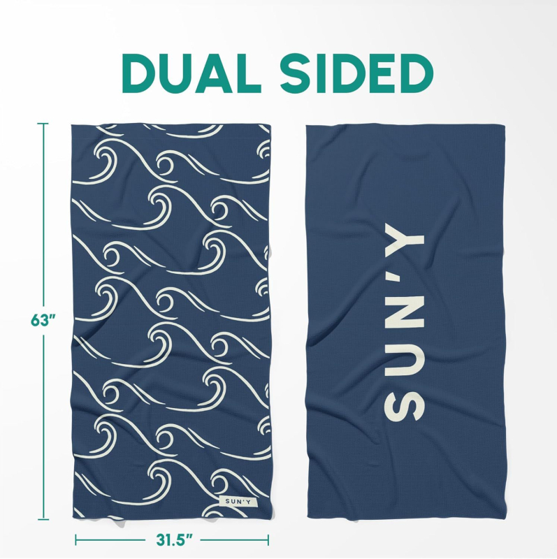 Plažni ručnik s dvostrukim prugama i tiskom, upijajući mikrovlakno, 200-300 g/m2, 150D