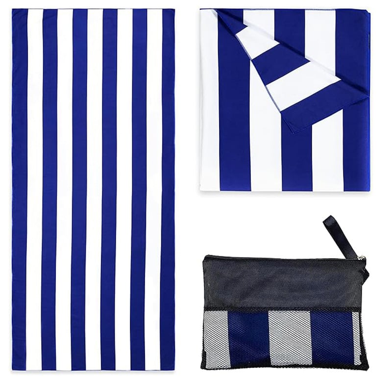 Plažni ručnik s dvostrukim prugama i tiskom, upijajući mikrovlakno, 200-300 g/m2, 150D