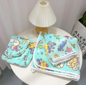 Kupaonski ručnik s dvostrukom otiskom – morski motivi, koralni flis, 300–400 g, 150D