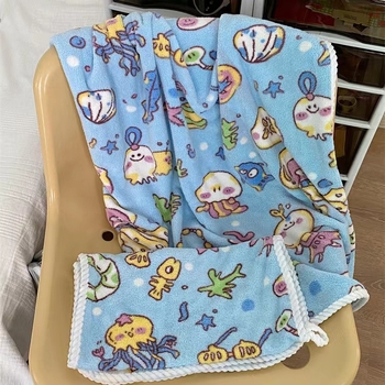 Kupaonski ručnik s dvostrukom otiskom – morski motivi, koralni flis, 300–400 g, 150D