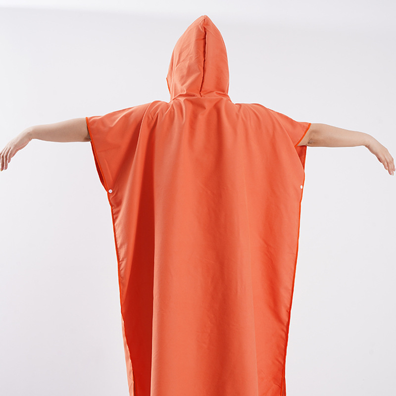 Dvostrano fleece pončo za odrasle s logom, kapuljača Cape-stil kupaći ogrtač, upijajući plažni ogrtač, 88% poliestera / 12% najlona, 200–300 g