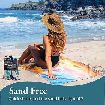 Mikrovlaknasti ručnik za kupanje i plažu, brzo sušenje, nosivi šal/kapulja, prilagođena tisak, 200–300 g, 150D