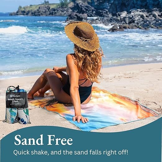 Mikrovlaknasti ručnik za kupanje i plažu, brzo sušenje, nosivi šal/kapulja, prilagođena tisak, 200–300 g, 150D