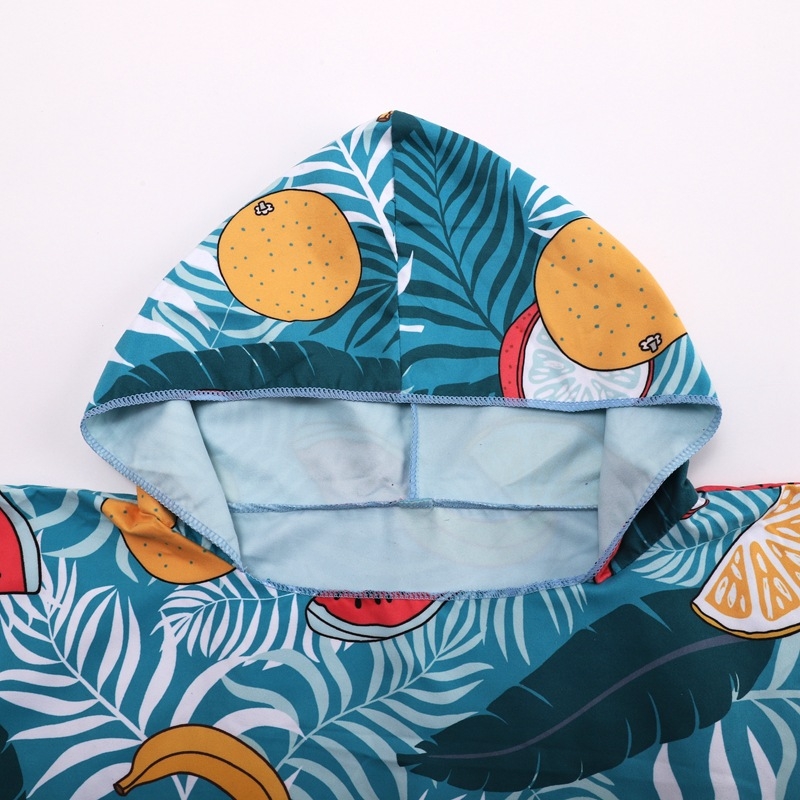 Halat de plajă imprimat pentru părinți și copii, cu glugă, velur dublu, fibră de acetat, vară