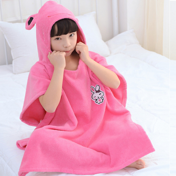 Halat de baie cu glugă din bumbac pentru copii, material terry, 98% bumbac, pentru toamnă, absorbant, cu desen animat