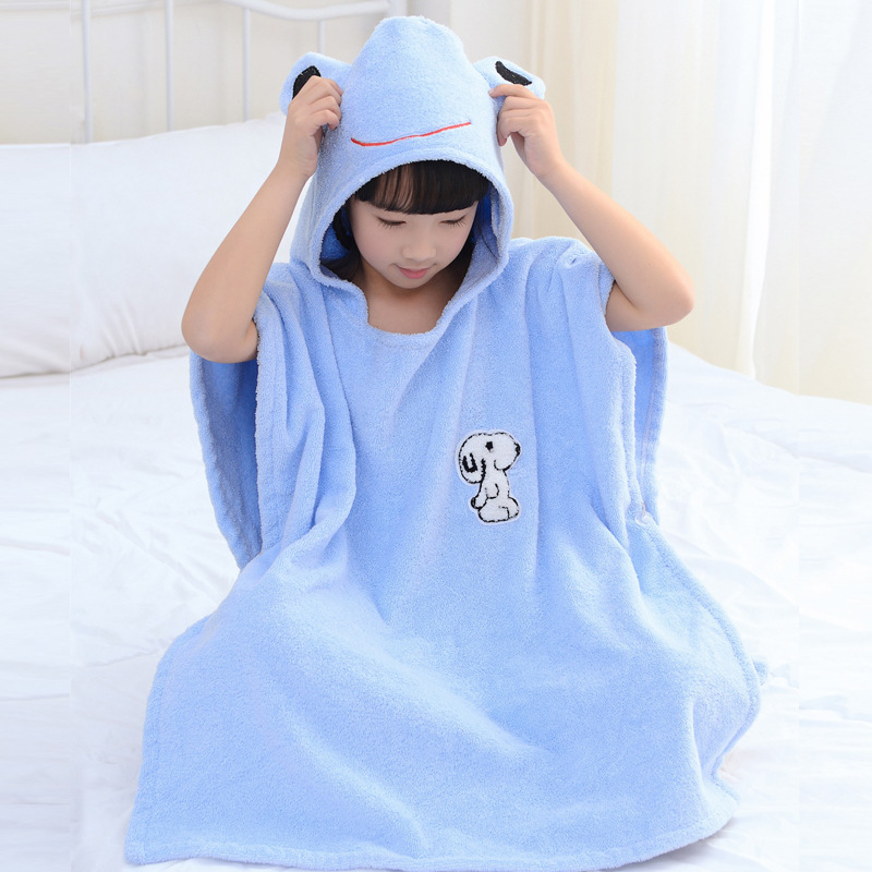 Halat de baie cu glugă din bumbac pentru copii, material terry, 98% bumbac, pentru toamnă, absorbant, cu desen animat