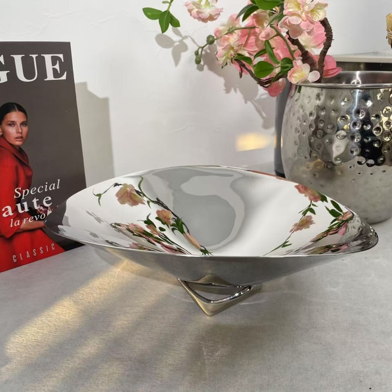 Nerđajući čelični duboki tanjur za voće, skandinavski stil, ogledno polirani završetak, mikrovalna kompatibilnost