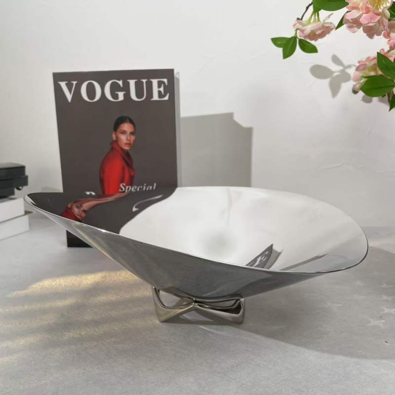 Nerđajući čelični duboki tanjur za voće, skandinavski stil, ogledno polirani završetak, mikrovalna kompatibilnost