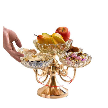 Stakleni tanjur za voće, višeslojni, pet odjeljaka, skandinavski modern stil