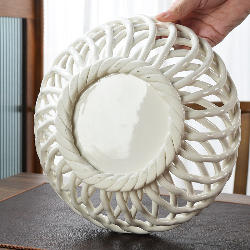 Kézzel szőtt porcelán gyümölcskosár leeresztő lyukakkal, TD márka, divatos stílus, első osztályú minőség