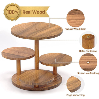 Drveni višeslojni kružni tanjur s podignutom policom za kolače – prilagodljiva obrada i otisak logotipa