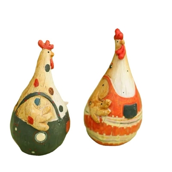 Cuplu cocoș decor din rășină, pictat manual, stil pastoral, figură decorativă pentru living, dormitor sau comodă TV, decor de Paște
