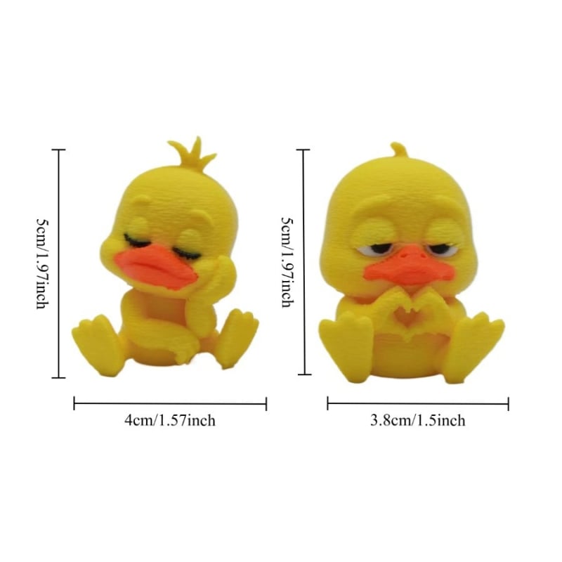 Figurina de rață în formă de inimă, poziție așezată, design modern minimalist, imprimare 3D, material plastic; fără personalizare; cadou personal pentru decorul casei