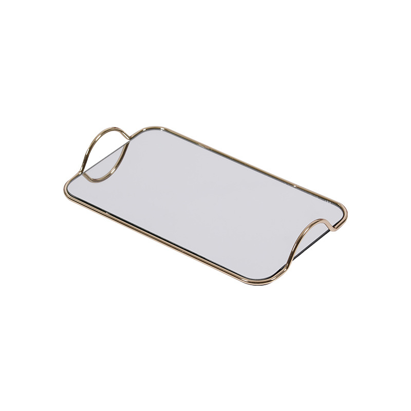 Veidrodinis stiklo padėklas, metalo konstrukcija, elektroplakavimas, šiuolaikinis minimalistinis stilius