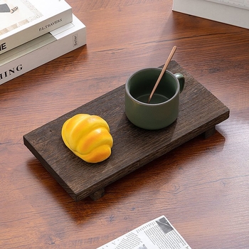 Kvadratična drvena tacna za stolni dekor – jednostavan retro stil, ravna ploha, drveni materijal (Ravna ploha • Oblik: pravokutni • Drvo • Moderan jednostavan stil • Jednobojni uzorak)