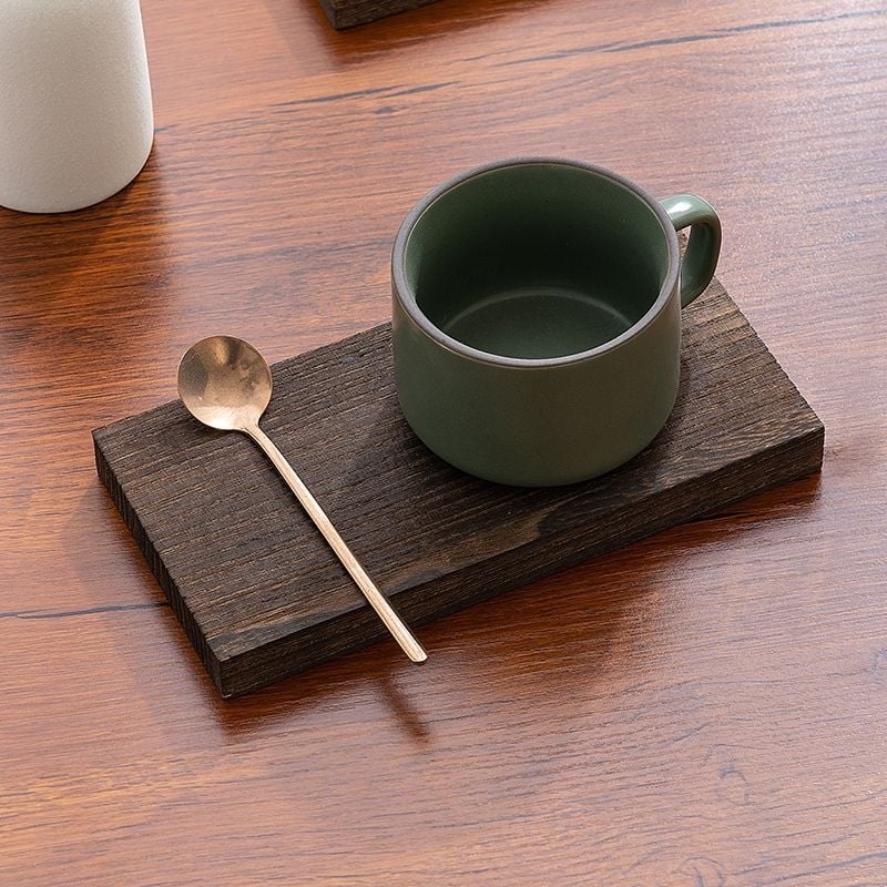 Kvadratična drvena tacna za stolni dekor – jednostavan retro stil, ravna ploha, drveni materijal (Ravna ploha • Oblik: pravokutni • Drvo • Moderan jednostavan stil • Jednobojni uzorak)