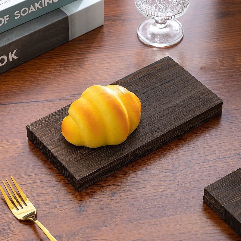 Kvadratična drvena tacna za stolni dekor – jednostavan retro stil, ravna ploha, drveni materijal (Ravna ploha • Oblik: pravokutni • Drvo • Moderan jednostavan stil • Jednobojni uzorak)