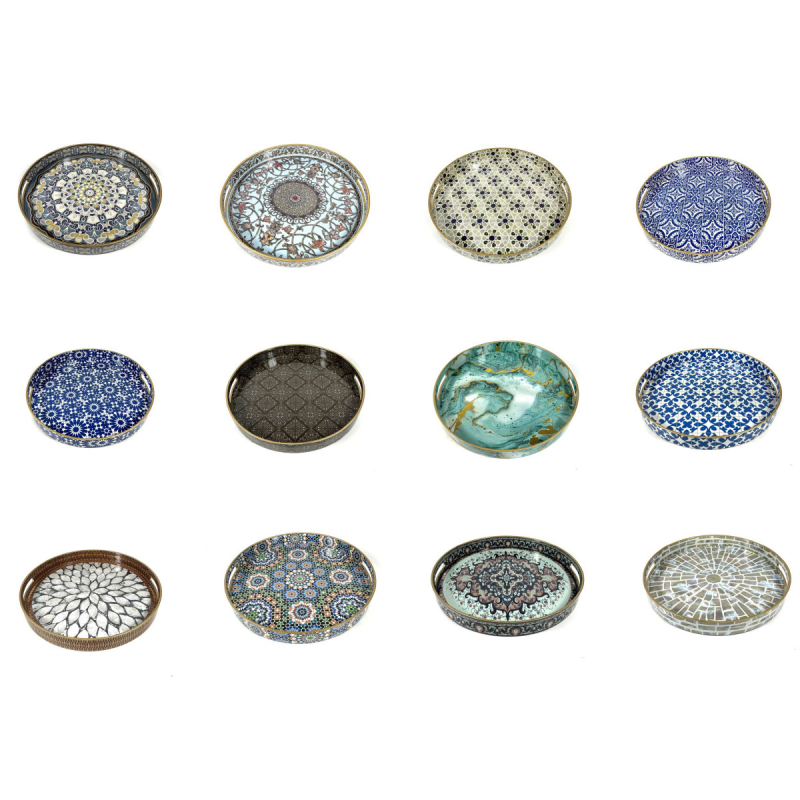 Plastikinis dekoratyvinis padėklas, kvadratinis ir apvalus, PP medžiaga, gėlių popieriaus raštas, pritaikytas pagal brėžinius