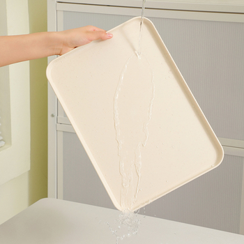 Ins stiliaus stačiakampė serviravimo padėklas restoranams, plastikas PP + kviečių šiaudai, šiaurės dizainas