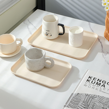 Ins stiliaus stačiakampė serviravimo padėklas restoranams, plastikas PP + kviečių šiaudai, šiaurės dizainas