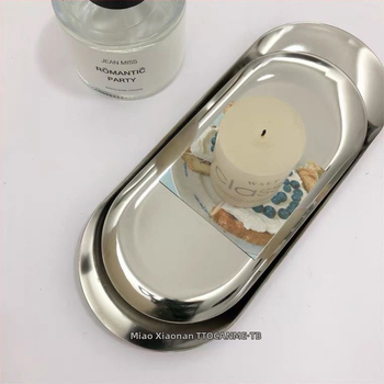 Nerūdijančio plieno ovalus padėklas, ugniai atsparus, skirtas aromaterapijos žvakių laikymui, nuotraukų plokštelei ir papuošalų saugojimui, šiaurietiškas stilius