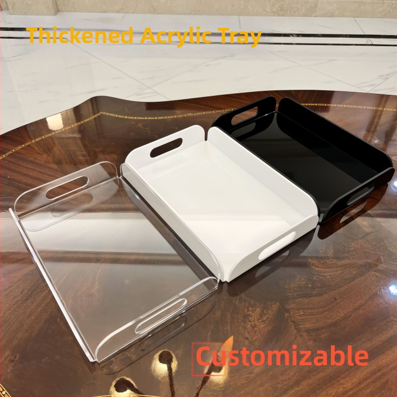 Aukšto skaidrumo akrilo padėklas voniai ir stalui – kosmetikai ir odos priežiūrai skirta saugykla, šiuolaikiškas minimalistinis dizainas