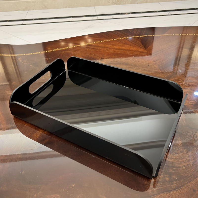 Aukšto skaidrumo akrilo padėklas voniai ir stalui – kosmetikai ir odos priežiūrai skirta saugykla, šiuolaikiškas minimalistinis dizainas