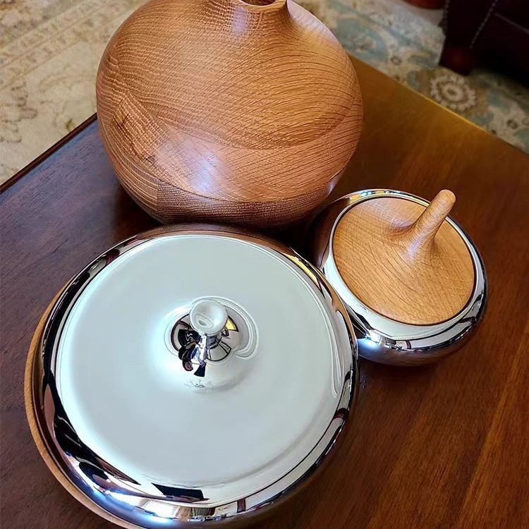 Nerūdijančio plieno saldumynų indelis – minimalistinis modernus šviesus prabangos dekoro kavos stalui