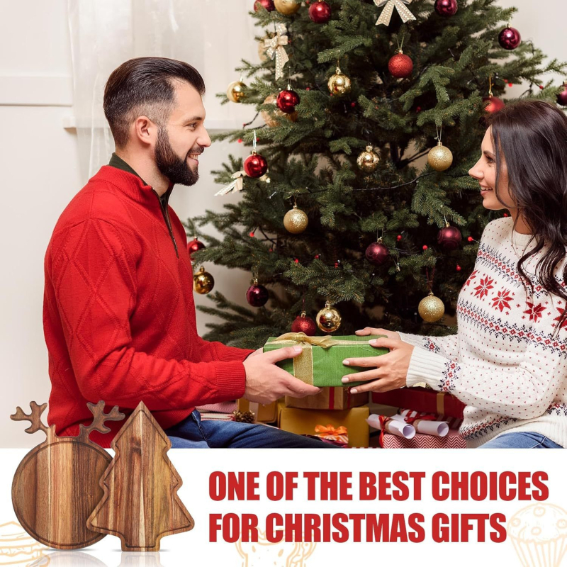 Medinė Kalėdinė padėklas su elnio ragų medžio dizainu, galima logotipo personalizacija, vaisių padėklas ir vakarienės lėkštė, kūrybingas stilius