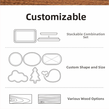 Medinis serviravimo padėklas arbatai, vakarienei ir picai – rankų darbo, poliruotas paviršius, paprastas ir modernus dizainas, pritaikomas