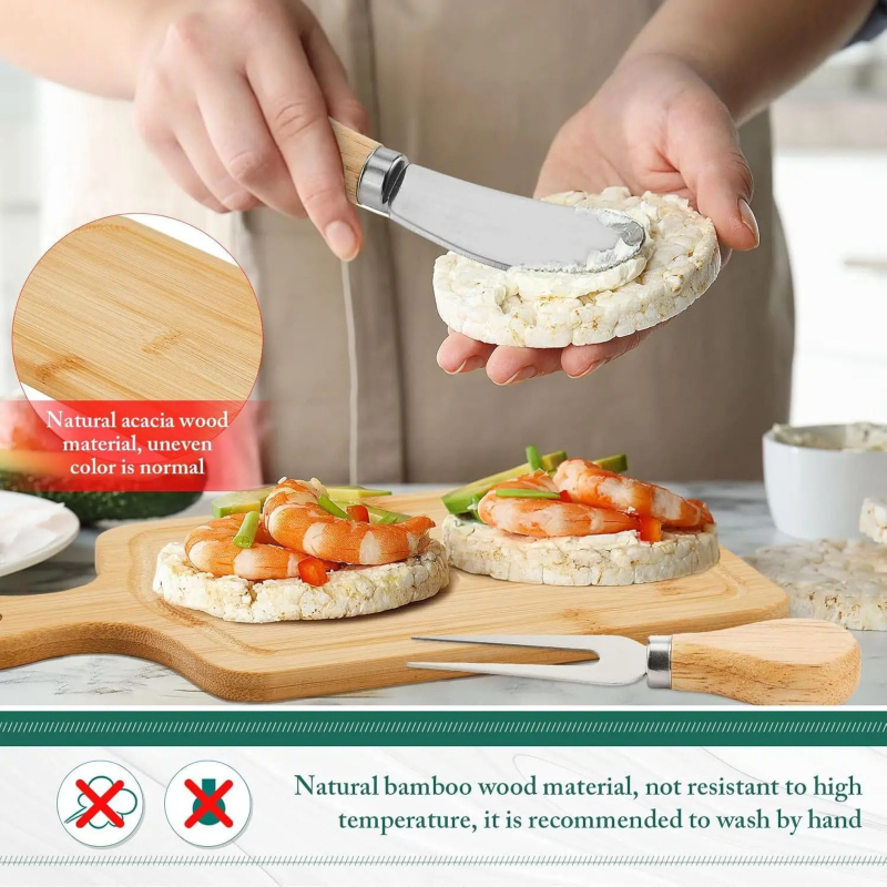 Medinių pjaustymo lentelių rinkinys virtuvei – Kalėdinė desertų ir sūrio plokštelė, šventinis dekoravimas (Serija 1)