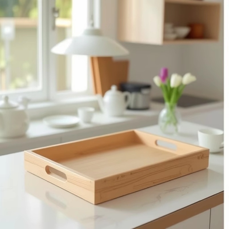 Medinis kvadratinis patiekalų padėklas su galimybe pritaikyti individualiai ir logotipo spausdinimu