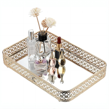 Metalo veidrodinis padėklas Europos stiliuje, lengvas prabangos įspūdis, elektroplatavimo paviršius, pritaikomas apdorojimas, licencijuotas privatūs ženklas