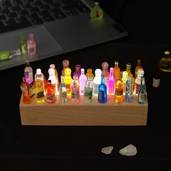 DIY mini bočica vina – noćna lampa dekor s drvenom bazom za auto, bar ili KTV