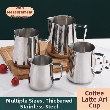 Nerūdijančio plieno latte art puodelis su lazeriu graviruotu logotipu, pritaikomas, 290 g, tinkamas biurui, namams, kavinėms ir barams