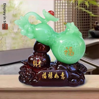 Ozdoba z tekvice z živice – čínske štýl, rytina a ručne maľovaná, dekor na stôl a do kancelárie