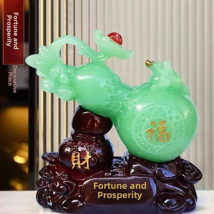 Ozdoba z tekvice z živice – čínske štýl, rytina a ručne maľovaná, dekor na stôl a do kancelárie